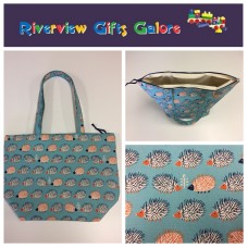 Large Tote Bag With Zip - Echidnas Blue Large Tote Bag With Zip - Echidnas Blue